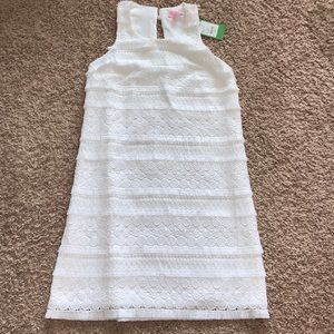 NWT Lilly Pulitzer Anette Shift Resort White Bubble Fringe Lace Sz 4